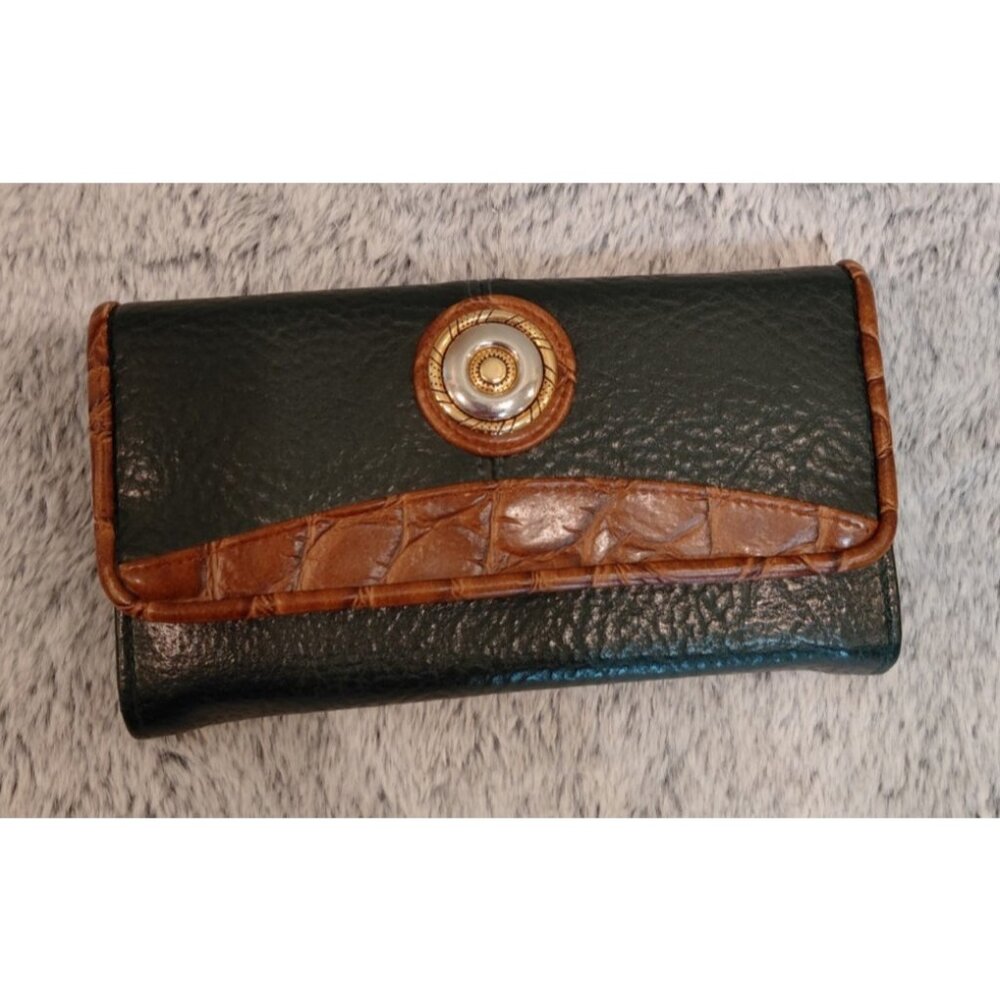 Vtg RGA Pebbled & Croc Embossed Faux Leather Wallet Checkbook Tri-Fold Organizer